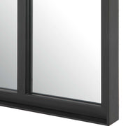 Black oversized arch mirror by Uttermost, accent mirror with a modern, curved design and sleek black frame.