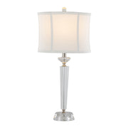 Lumi Source Diamond Torch contemporary crystal table lamp set with clear, off-white shades and polished nickel bases.