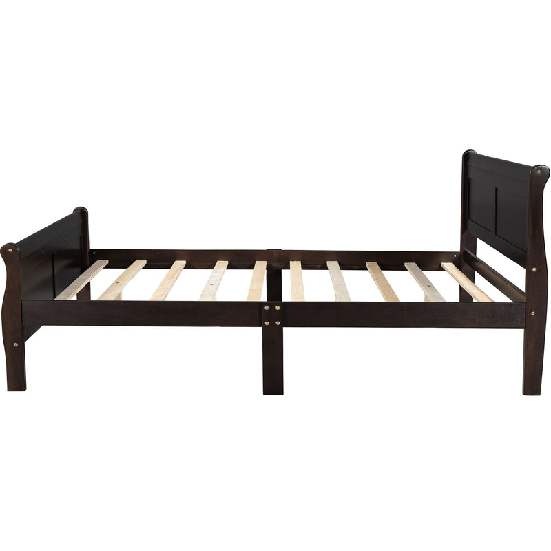 Platform Bed Frame Mattress Foundation Sleigh Bed With Headboard / Footboard / Wood Slat Suppor - R&R Furniture Gallery (Fountain Valley, CA)