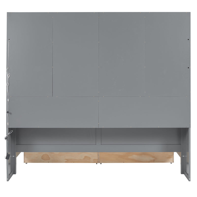 Daybed With Glass Door Storage Cabinets, Built In LED Lighting And Shelves - R&R Furniture Gallery (Fountain Valley, CA)