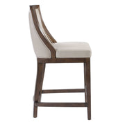 Uttermost Purcell beige counter stool with wooden legs and upholstered seat at counter height, 24-27 inches.