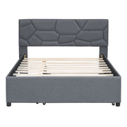 Upholstered Platform Bed With Brick Pattern Headboard And Twin Long Size Trundle - R&R Furniture Gallery (Fountain Valley, CA)