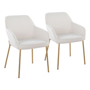 Pair of Lumi Source Daniella contemporary dining chairs, featuring sleek modern design with cushioned seats and wooden legs.