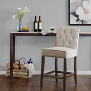 Tufted Counter Stool With Button Tufted Back - Tan - R&R Furniture Gallery (Fountain Valley, CA)