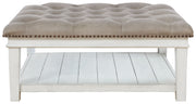 Kanwyn - Uph Ottoman Cocktail Table - Whitewash - R&R Furniture Gallery (Fountain Valley, CA)
