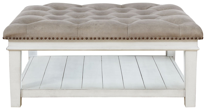 Kanwyn - Uph Ottoman Cocktail Table - Whitewash - R&R Furniture Gallery (Fountain Valley, CA)