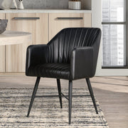 Leon - Leather Dining Chair - Midnight Raven - R&R Furniture Gallery (Fountain Valley, CA)