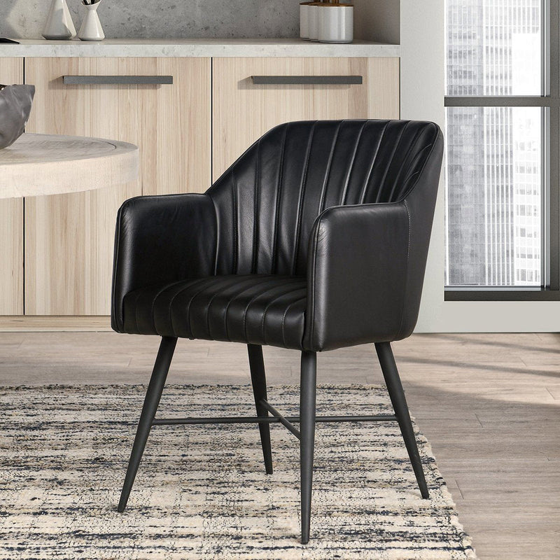 Leon - Leather Dining Chair - Midnight Raven - R&R Furniture Gallery (Fountain Valley, CA)