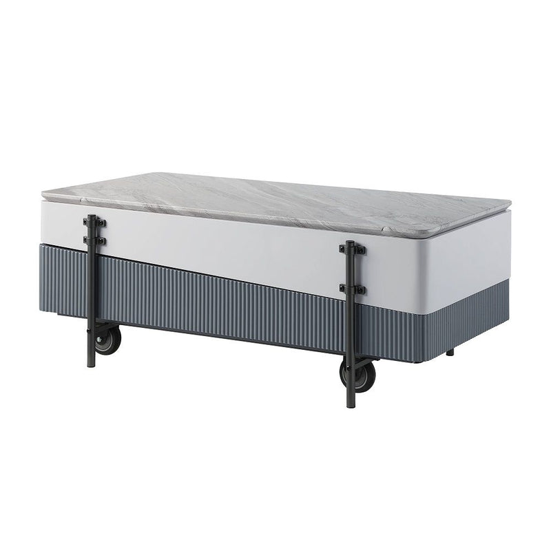 Wilkins - Coffee Table With Lift Top - Gray & White High Gloss - R&R Furniture Gallery (Fountain Valley, CA)