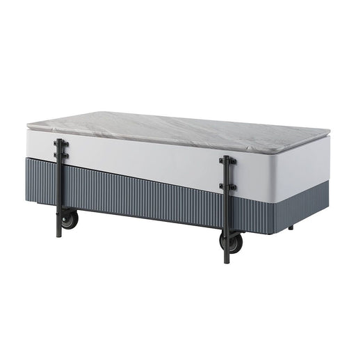 Wilkins - Coffee Table With Lift Top - Gray & White High Gloss - R&R Furniture Gallery (Fountain Valley, CA)