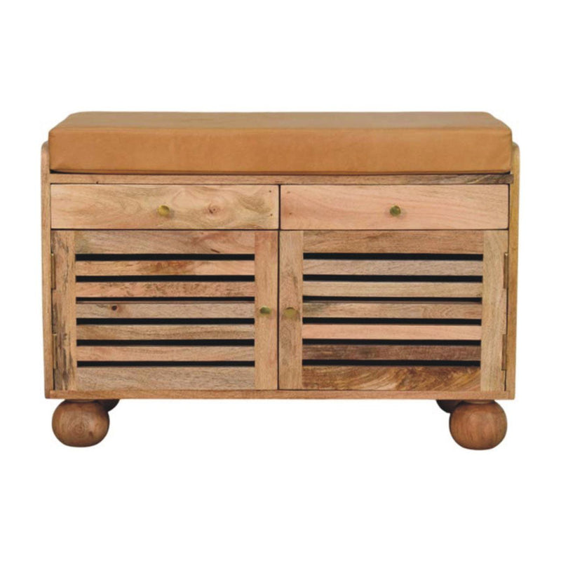 Shutter Shoe Rack With 2 Drawers - Beige - R&R Furniture Gallery (Fountain Valley, CA)