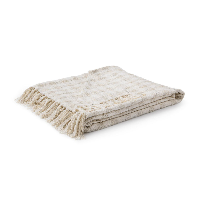 Classic Home natural ivory throw blanket, 50 x 70 inches, soft woven sari-style throw for cozy home decor.