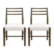 Noble House farmhouse style dining chair set with ladder back design, featuring wooden chairs with cushioned seats and rustic finish.
