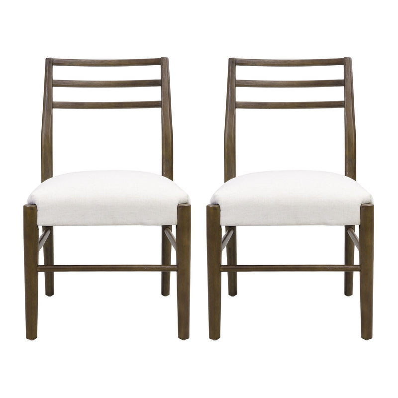 Noble House farmhouse style dining chair set with ladder back design, featuring wooden chairs with cushioned seats and rustic finish.
