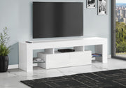TV Stand, Console, Media Entertainment Center, Storage Cabinet, Glossy Contemporary & Modern - White - R&R Furniture Gallery (Fountain Valley, CA)