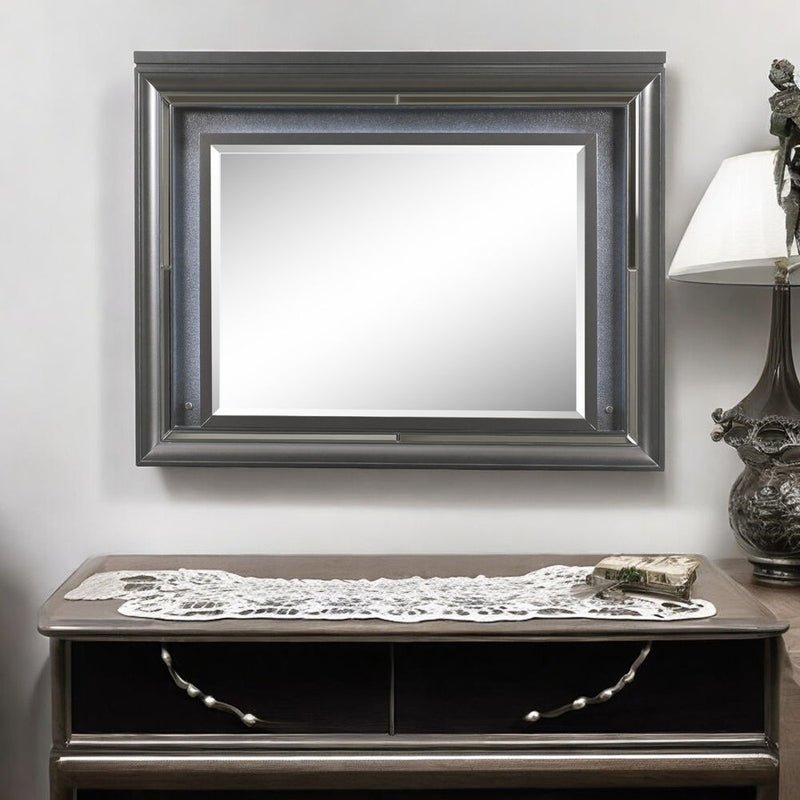 Sawyer - Mirror With LED - Metallic Gray - R&R Furniture Gallery (Fountain Valley, CA)