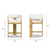 Vavona - Burl Upholstered Barrel Back Counter Height Bar Stool - Polar Off White - R&R Furniture Gallery (Fountain Valley, CA)