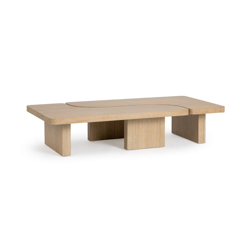 Classic Home Melina coffee table with a sleek wooden top and modern metal legs, stylish addition to living room decor.