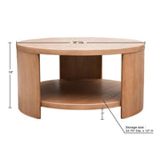 Minimalist Round Coffee Table With Shelf Storage - Natural - R&R Furniture Gallery (Fountain Valley, CA)