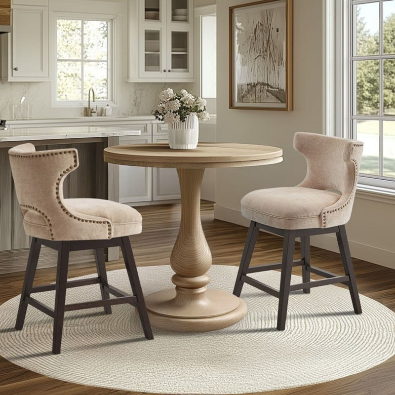 360 Degree Swivel Counter Stool With Silver Detailing - R&R Furniture Gallery (Fountain Valley, CA)