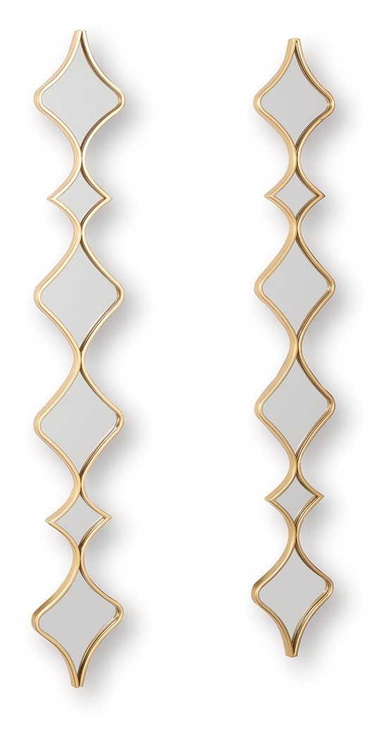Harriswood - Accent Mirror Set (Set of 2) - Gold Finish - R&R Furniture Gallery (Fountain Valley, CA)
