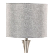 Lumi Source Lenuxe contemporary modern design table lamp set with sleek, minimalistic bases and fabric shades, two lamps included.