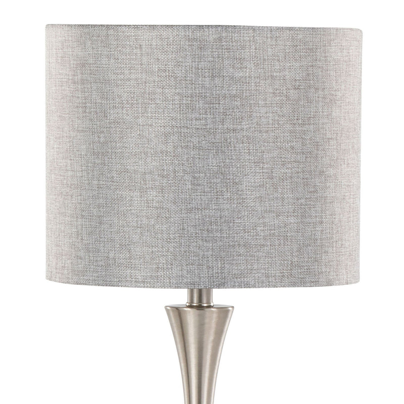 Lumi Source Lenuxe contemporary modern design table lamp set with sleek, minimalistic bases and fabric shades, two lamps included.