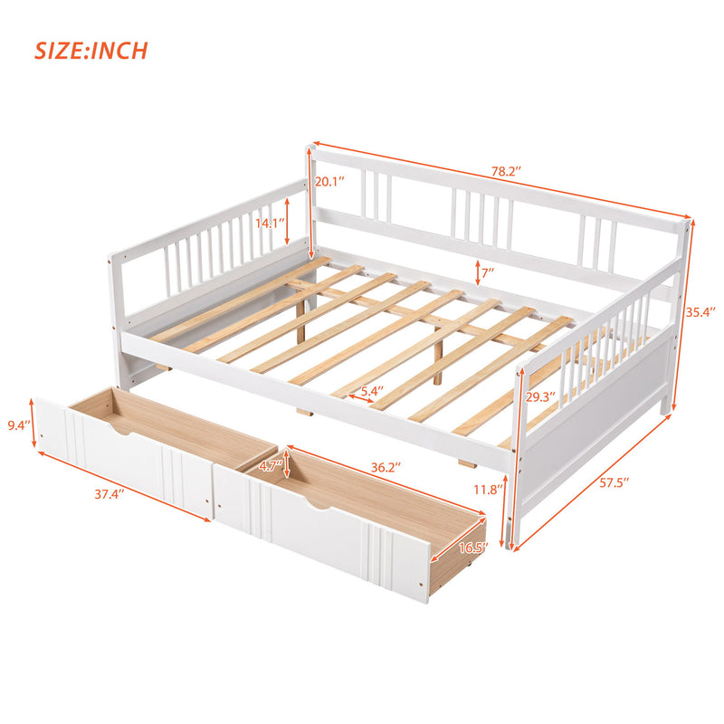 Modern DreamHaus multifunctional daybed with integrated storage drawers, featuring a sleek design and neutral upholstery.