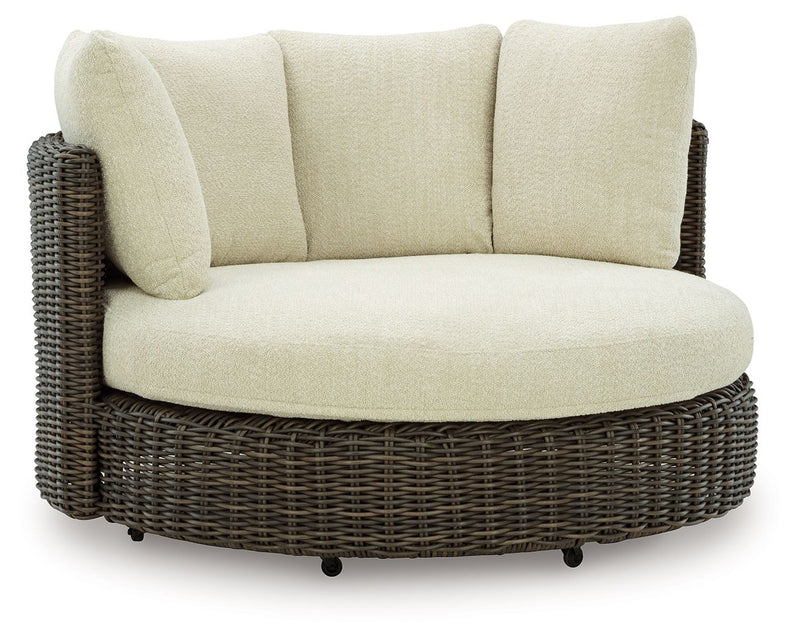 Kimora - Swivel Lounge Chair With Cushion - Beige / Dark Brown - R&R Furniture Gallery (Fountain Valley, CA)
