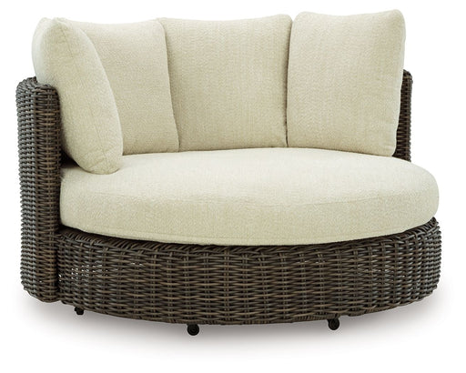 Kimora - Swivel Lounge Chair With Cushion - Beige / Dark Brown - R&R Furniture Gallery (Fountain Valley, CA)