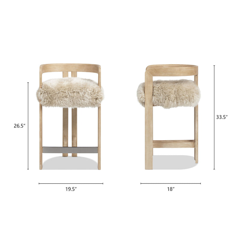Jennifer Taylor Home Millwick low back counter stool with wooden legs and upholstered seat at 24-27 inch height.
