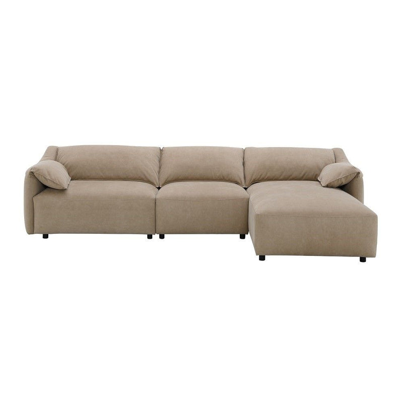 Veata - Sectional Sofa - Light Brown Suede - R&R Furniture Gallery (Fountain Valley, CA)