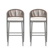 Outdoor Bar Height Metal Frame Counter Stools With Scallop Shaped Backrest & Water Resistant Cushions - R&R Furniture Gallery (Fountain Valley, CA)