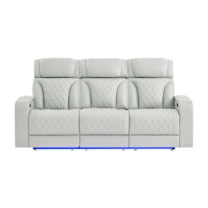 Julian - Power Reclining Sofa With Footrest And LED Lighting - Silver