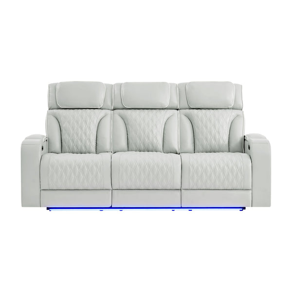 Julian - Power Reclining Sofa With Footrest And LED Lighting - Silver