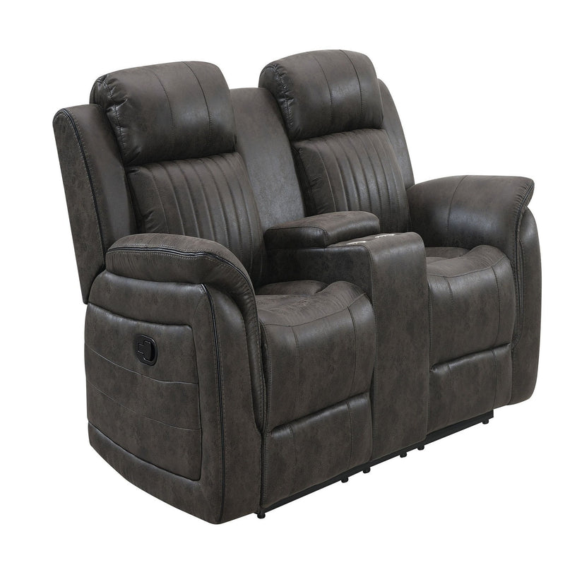 Steban - Console Reclining Loveseat - Gray - R&R Furniture Gallery (Fountain Valley, CA)