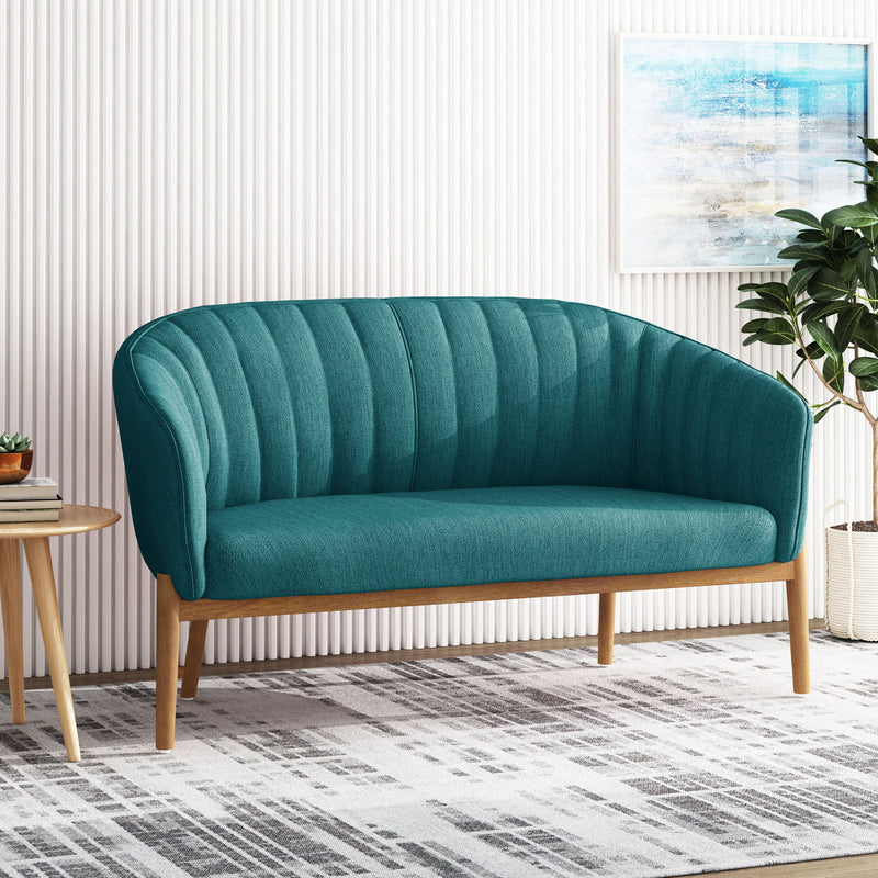 Mid Century Modern Loveseat With Channel Stitched Backrest - R&R Furniture Gallery (Fountain Valley, CA)