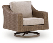 Laguna Heights - Swivel Lounge With Cushion - Beige - R&R Furniture Gallery (Fountain Valley, CA)