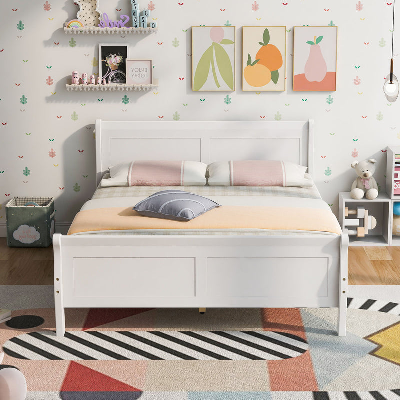 Platform Bed Frame Mattress Foundation Sleigh Bed With Headboard / Footboard / Wood Slat Suppor - R&R Furniture Gallery (Fountain Valley, CA)