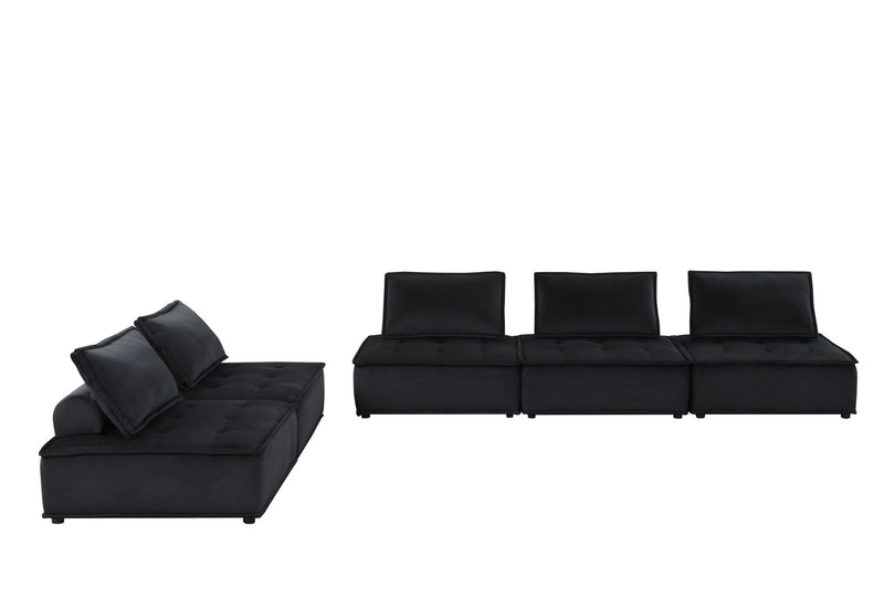 Lilola Home Anna modular sofa sectionals in beige fabric with plush cushions and sleek armrests, designed for modern living rooms.