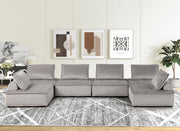 Lilola Home Anna stylish sectional sofa ottoman in neutral fabric, part of stationary sectional set with plush cushioning.