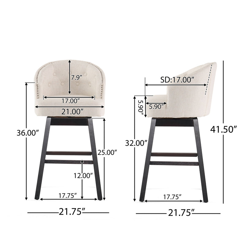 360 Degree Swivel Bar Stool With Stunning Nailhead Trim (Set of 2) - R&R Furniture Gallery (Fountain Valley, CA)