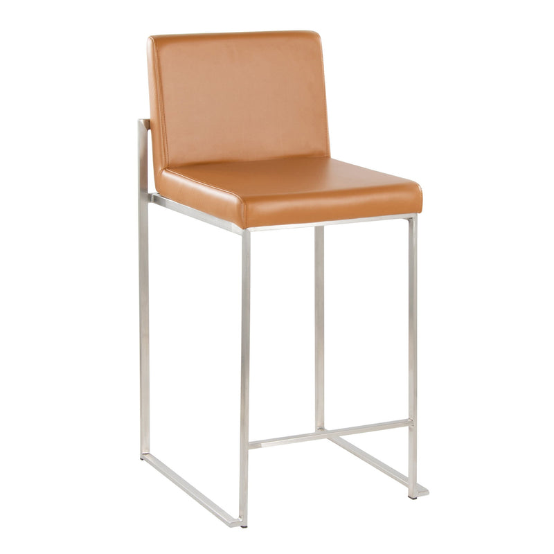 Lumi Source Fuji contemporary high back barstool set of 2 with sleek design and dark finish, ideal for modern kitchen or bar area.