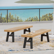 Outdoor Bench With Slat Panel Design And Acacia Wood Frame - R&R Furniture Gallery (Fountain Valley, CA)
