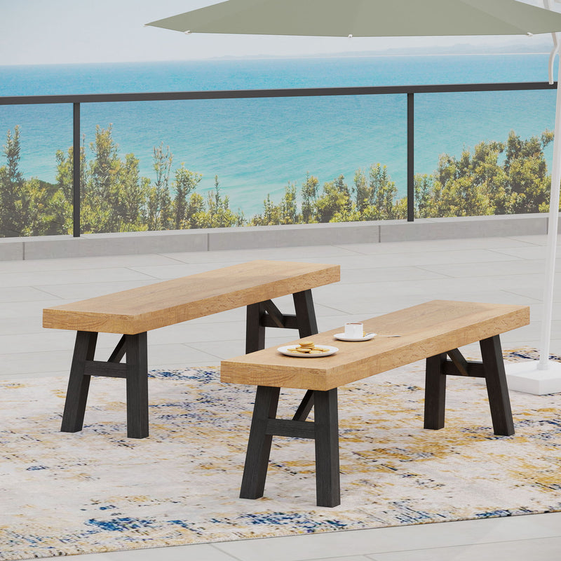 Outdoor Bench With Slat Panel Design And Acacia Wood Frame - R&R Furniture Gallery (Fountain Valley, CA)