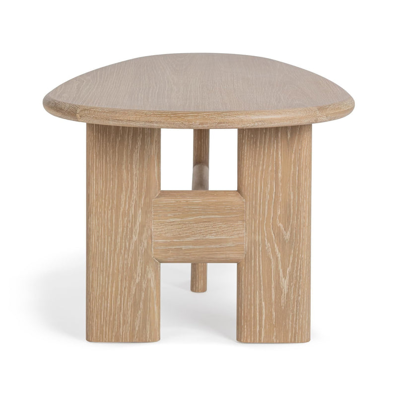 Classic Home Langford coffee table with wooden top and metal legs, modern design for living room decor.