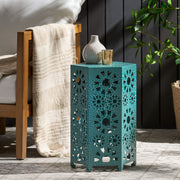 Noble House Eliana side table with a sleek wooden top and metal legs, modern accent piece for living room or bedroom.
