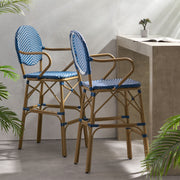 Outdoor Wicker And Aluminum French Barstools (Set of 2) - R&R Furniture Gallery (Fountain Valley, CA)