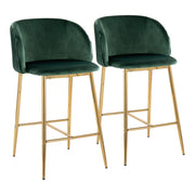 Set of two Lumi Source Fran pleated contemporary counter stools with fixed height, featuring sleek modern design and upholstered seats.