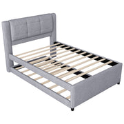 Upholstery Platform Bed With Trundle, Trundle Can Be Flat Or Erected - R&R Furniture Gallery (Fountain Valley, CA)